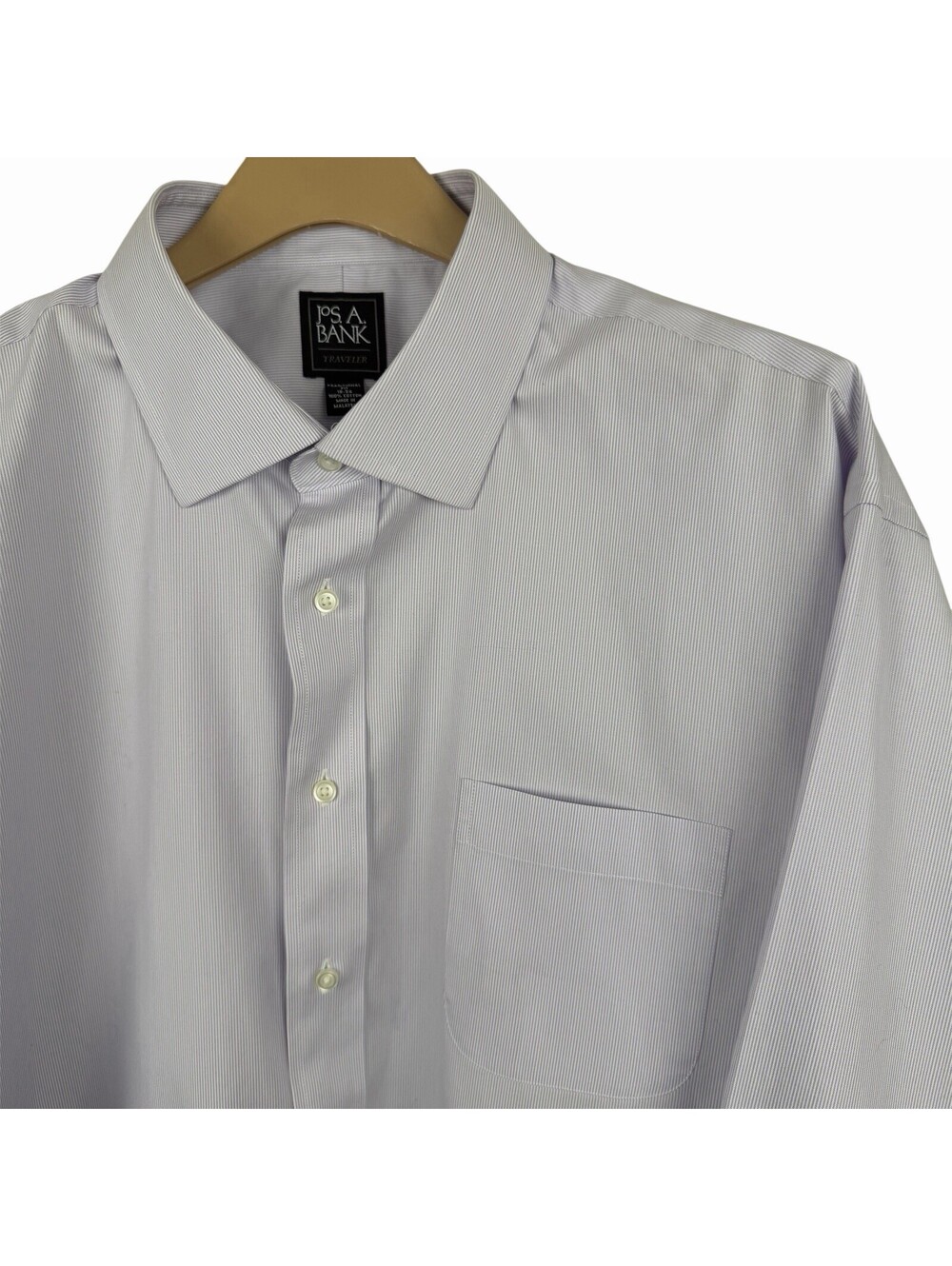 Jos A‎ Bank Traveler Shirt Mens 18 34 Purple Striped Tailored Fit Button Up XXL